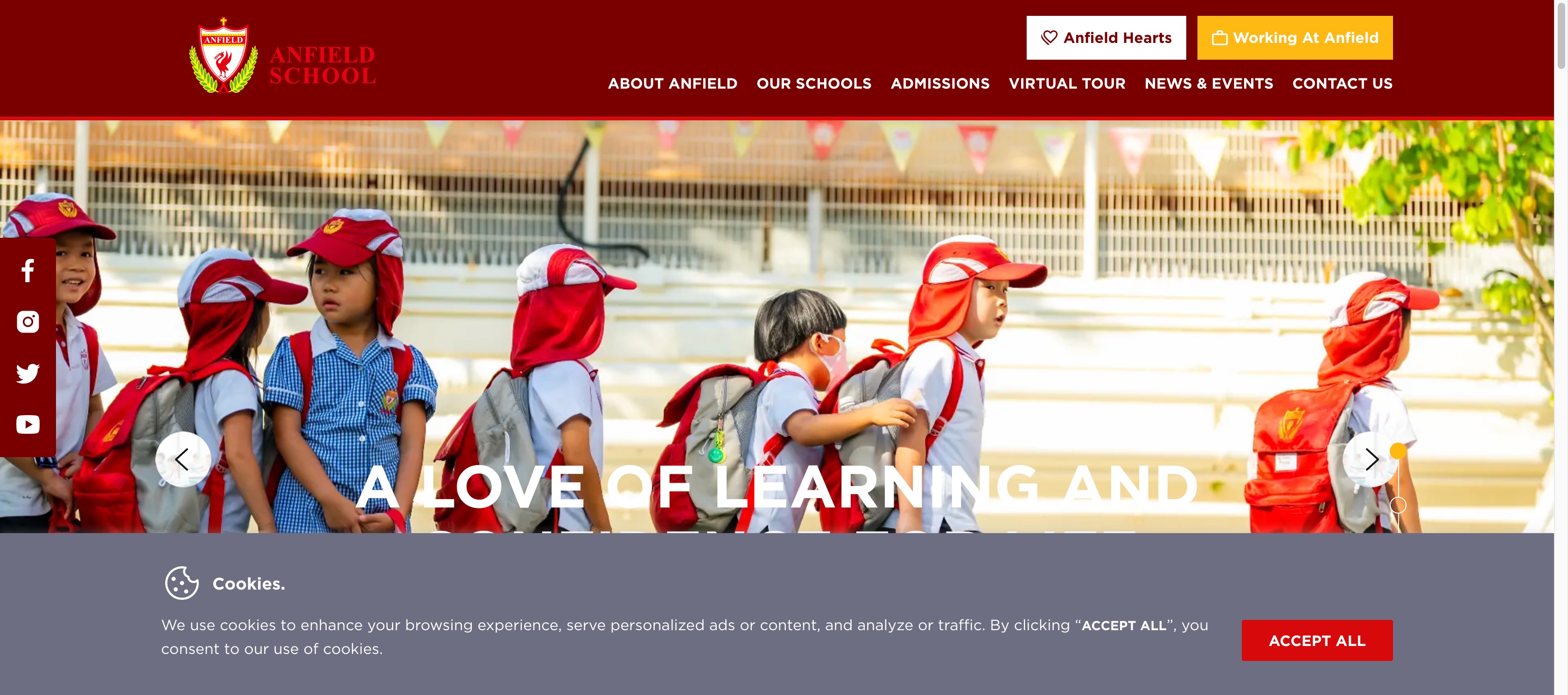 Screenshot of the Home Page of ANFIELD INTERNATIONAL KINDERGARTEN
